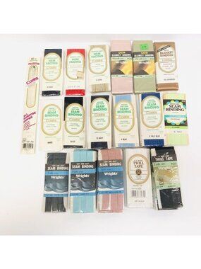 Lot of 47 Vintage Various Bindings Twill Tape Zipper Coats Wright New Old Stock